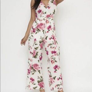 Wrap Neckline Floral Jumpsuit